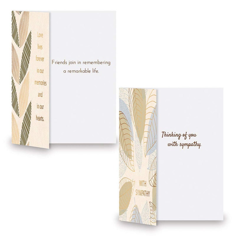 Current Foil Falling Leaves Sympathy Cards - Set of 8 (4 designs), Large 5" x 7", Sympathy Cards with Sentiments Inside, Includes White Envelopes - Image 3